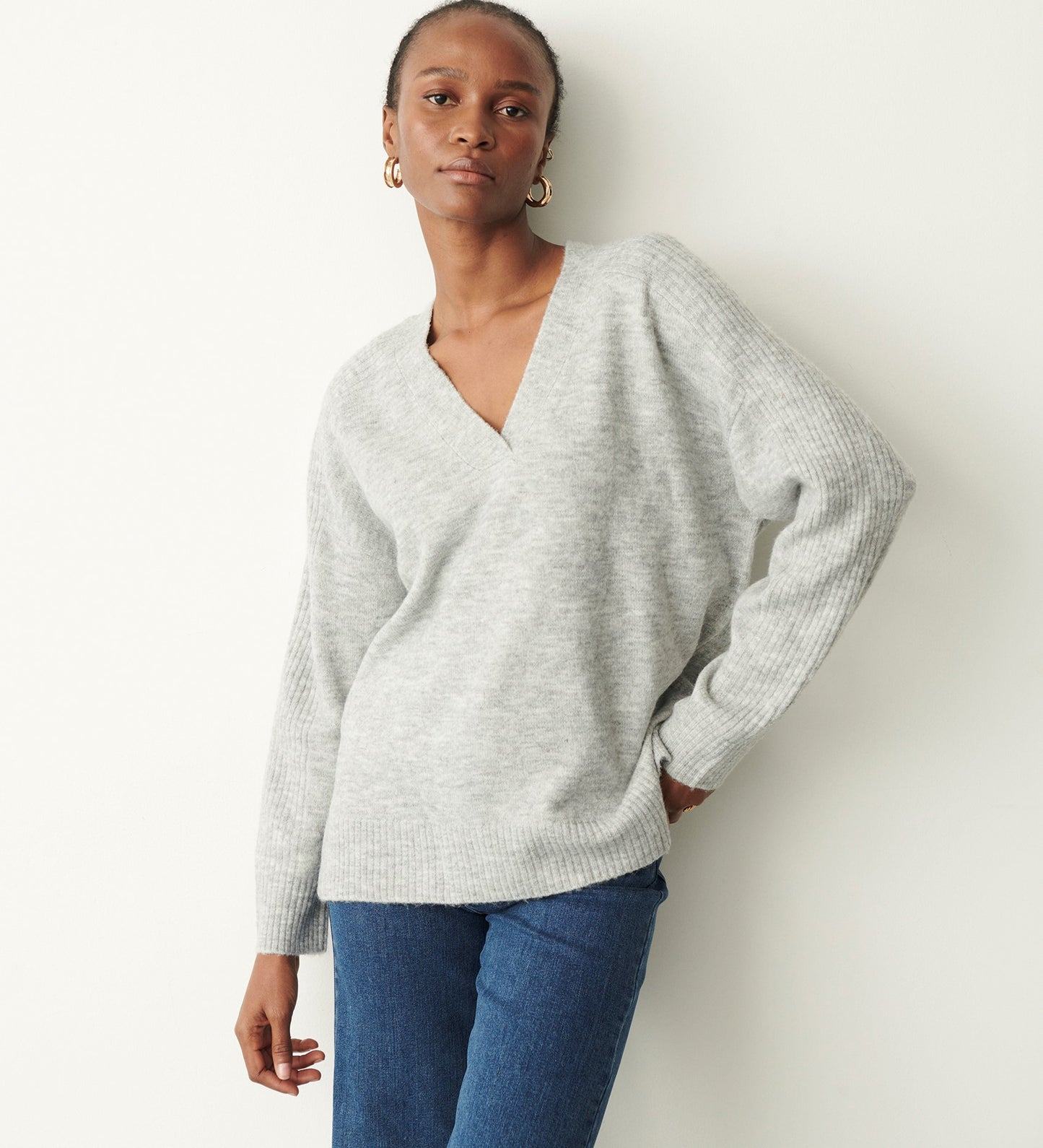 Maddie Grey Marle V Neck Jumper