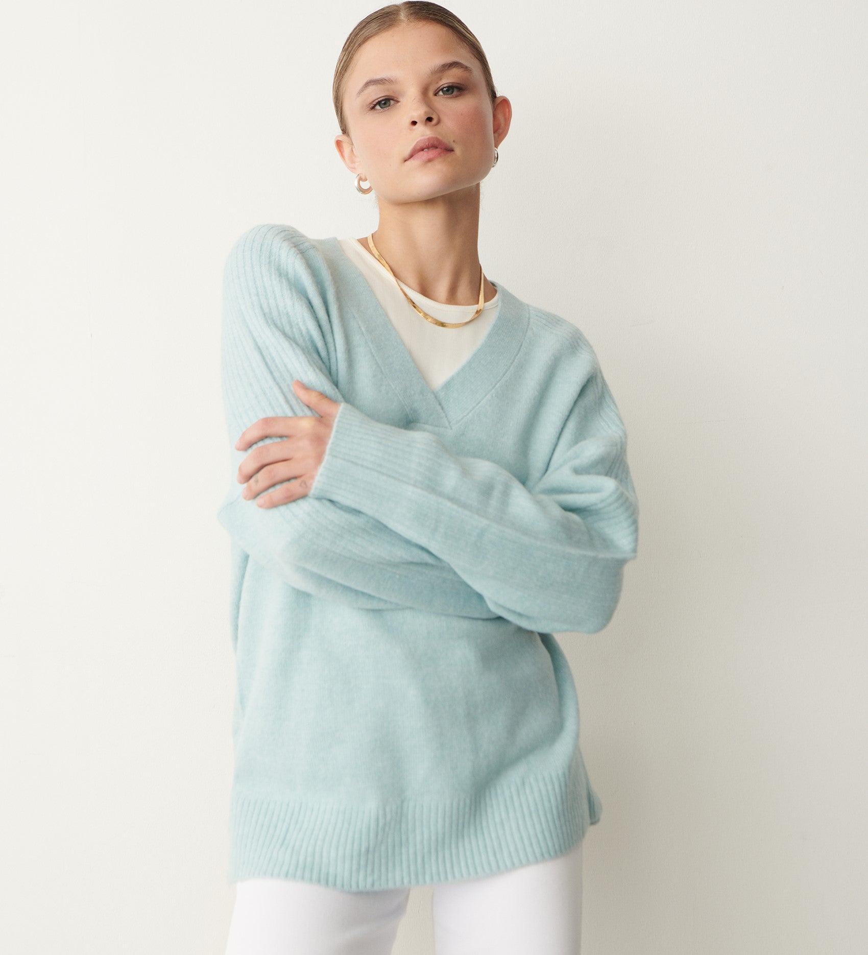 Maddie Pale Blue V Neck Jumper – Finery London