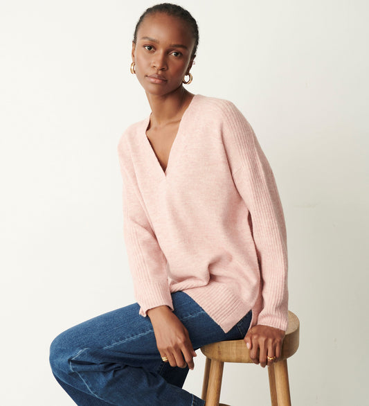 Maddie Pale Pink V Neck Jumper