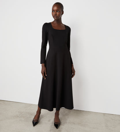 Kelly Black Ponte Midi Dress