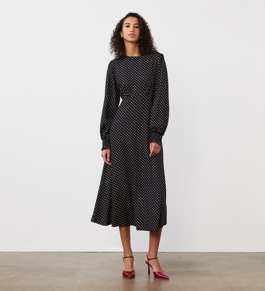 Kimmy Black Spot Midi Dress