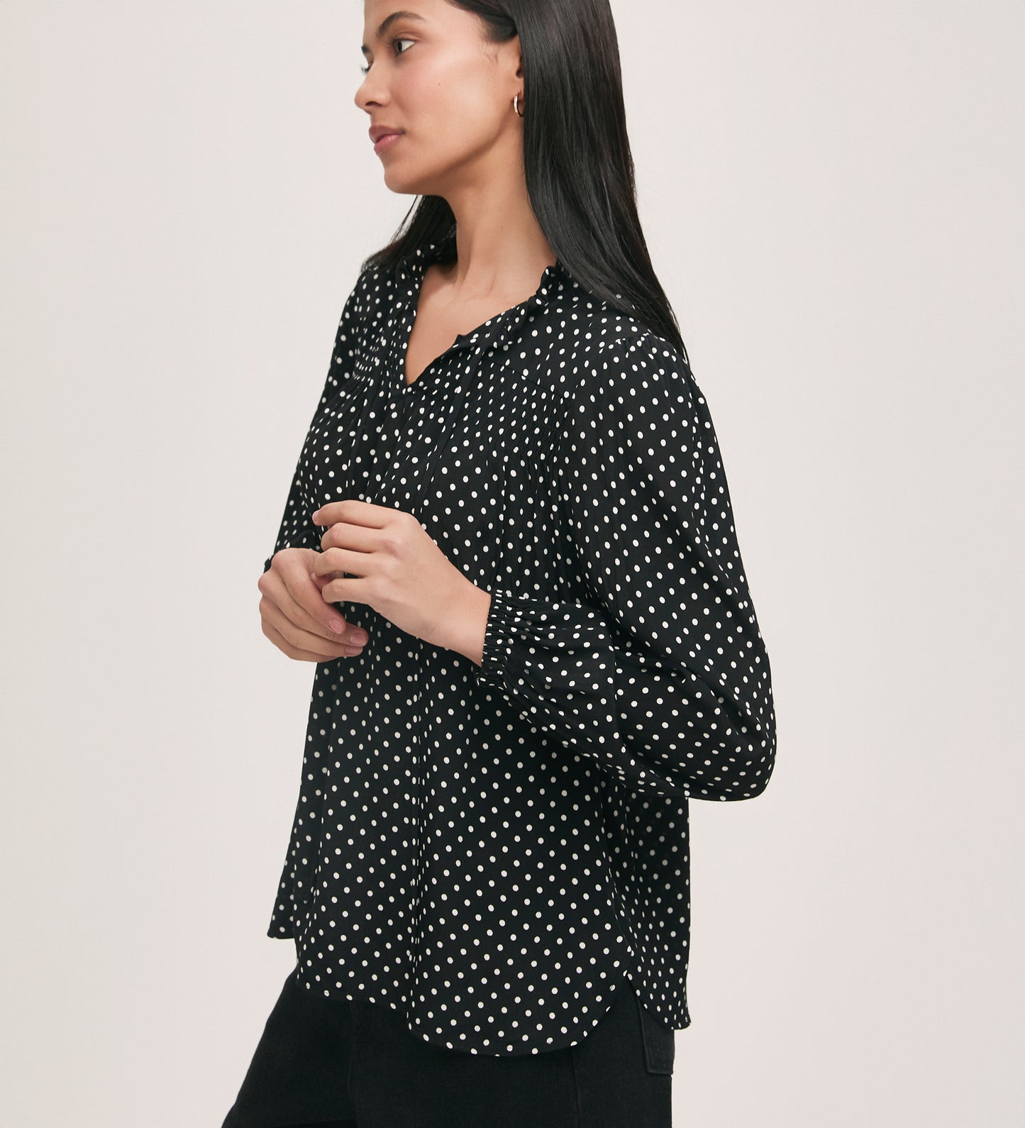 Kiya Black Spot Crepe Blouse