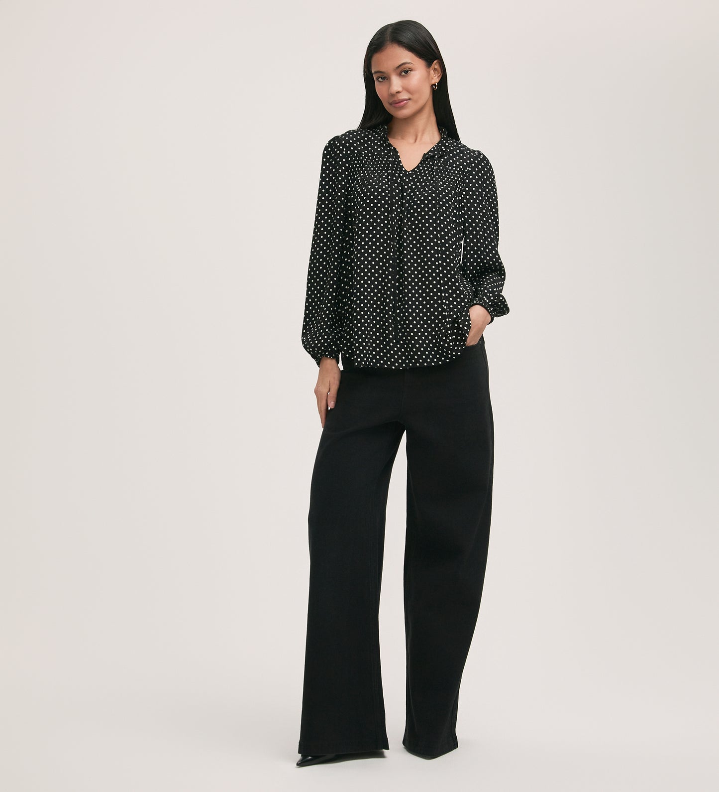 Kiya Black Spot Crepe Blouse