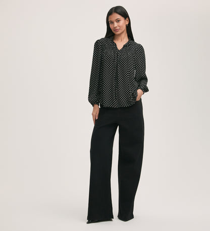 Kiya Black Spot Crepe Blouse