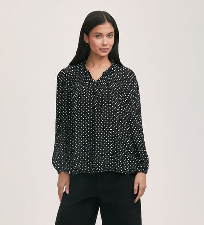 Kiya Black Spot Crepe Blouse