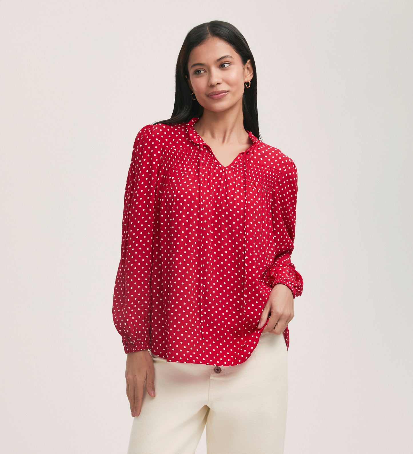 Kiya Red Spot Crepe Blouse