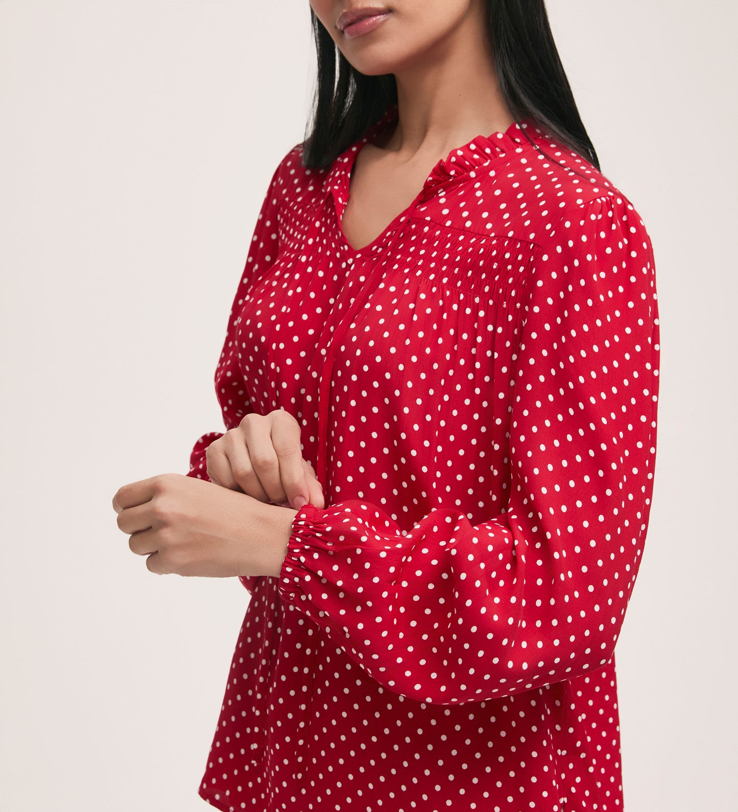 Kiya Red Spot Crepe Blouse