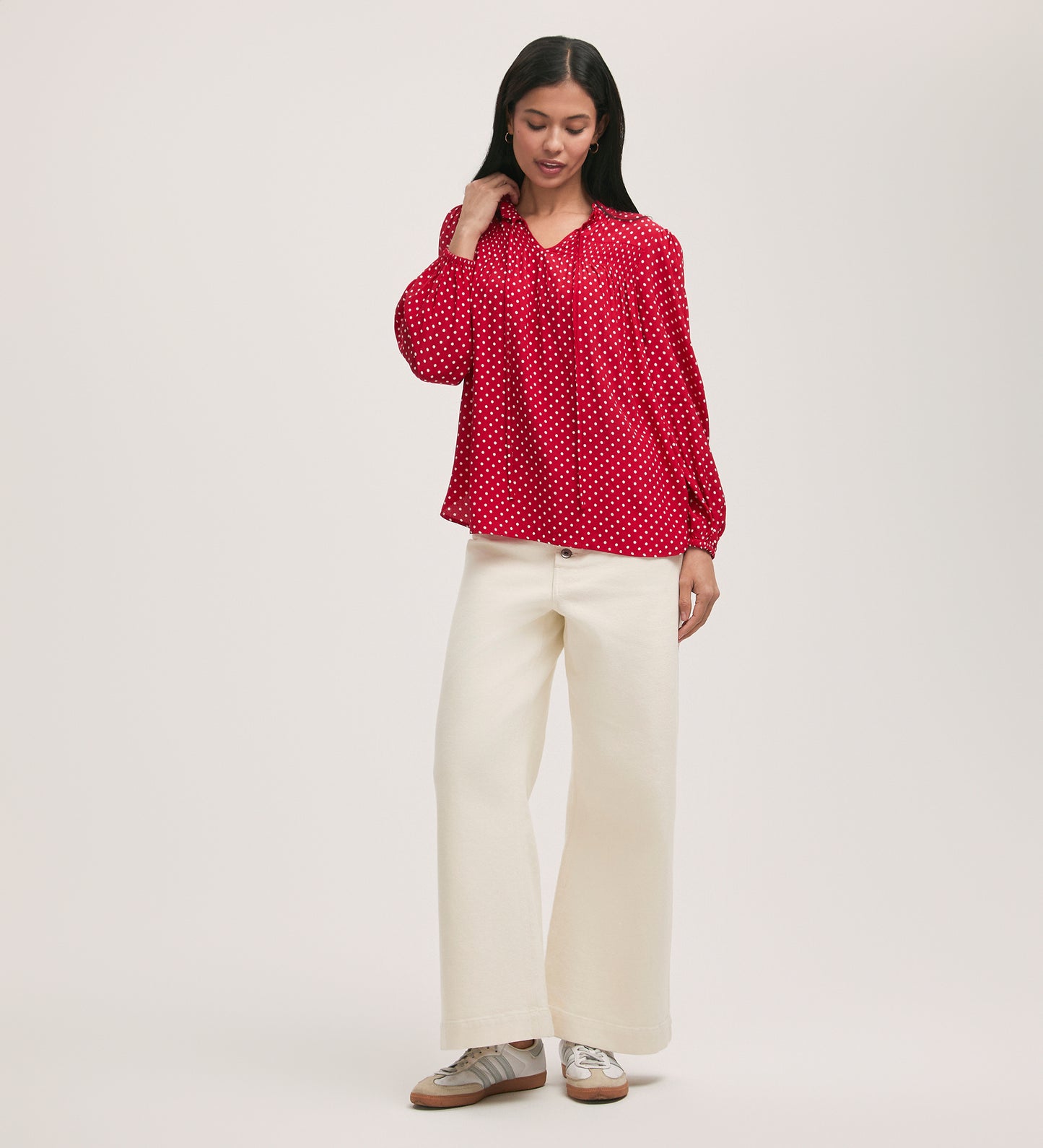 Kiya Red Spot Crepe Blouse