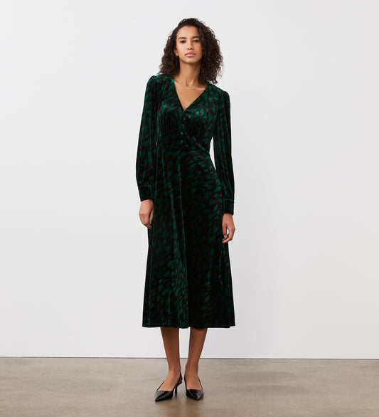 Layla Green Animal Velvet Midi Dress