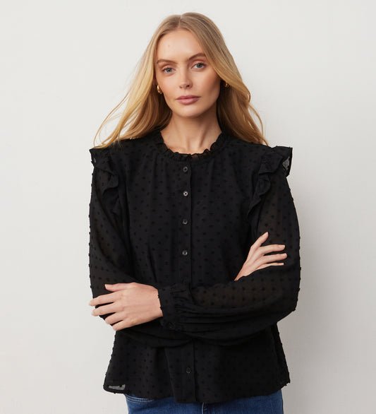 Lelani Black Chiffon Blouse