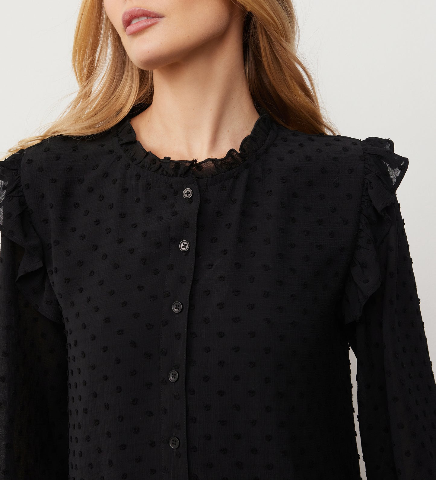 Lelani Black Chiffon Blouse With Detachable Cami