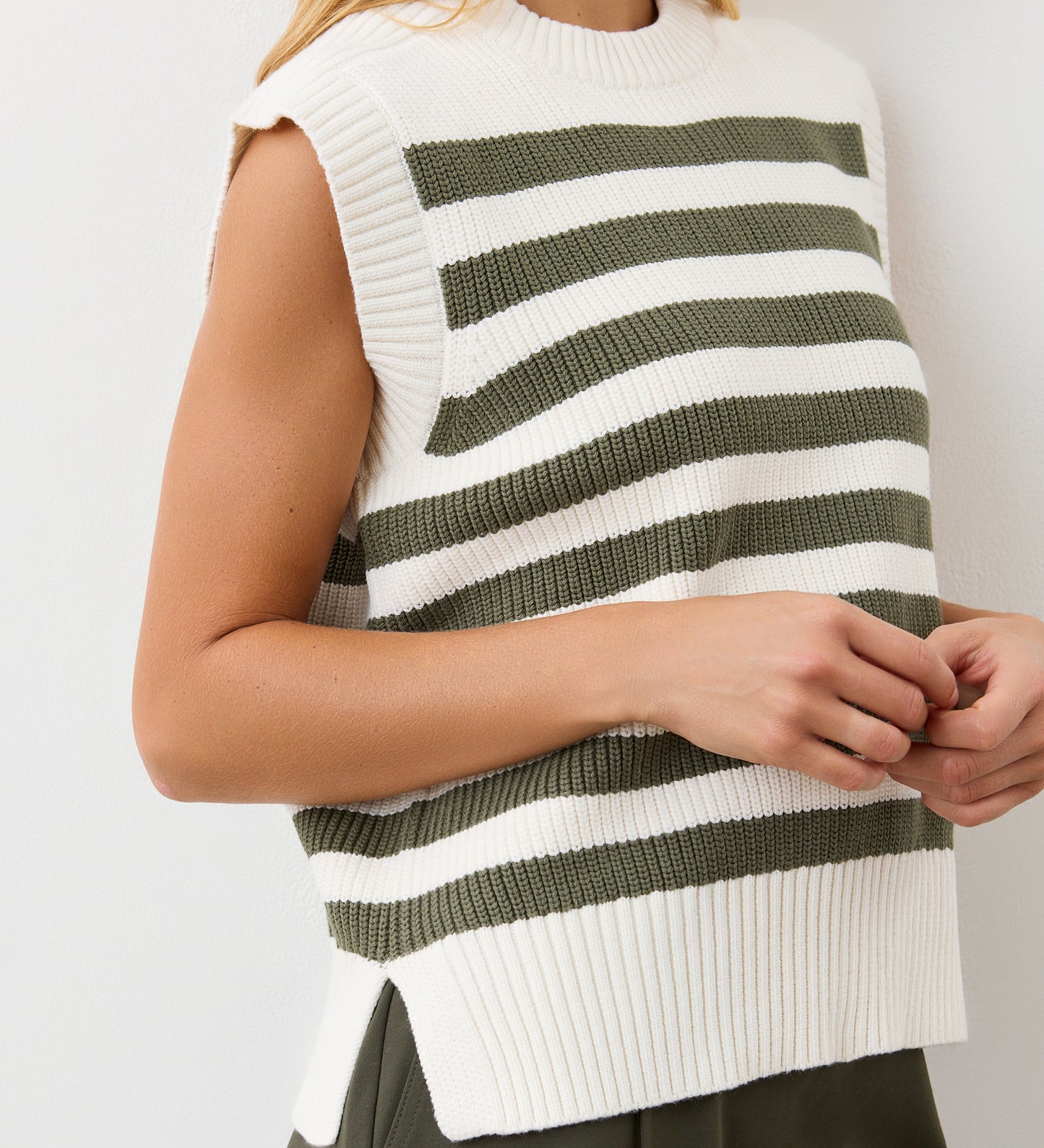 Lexi Khaki Stripe Knitted Vest