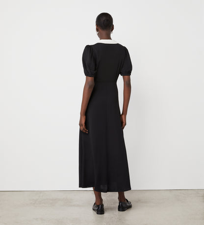 Lois Black Crepe Midi Dress