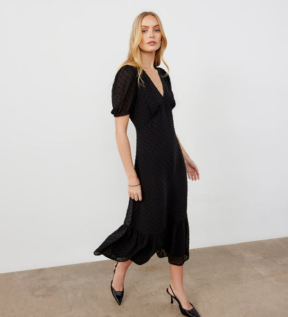 Loretta Black Georgette Midi Dress