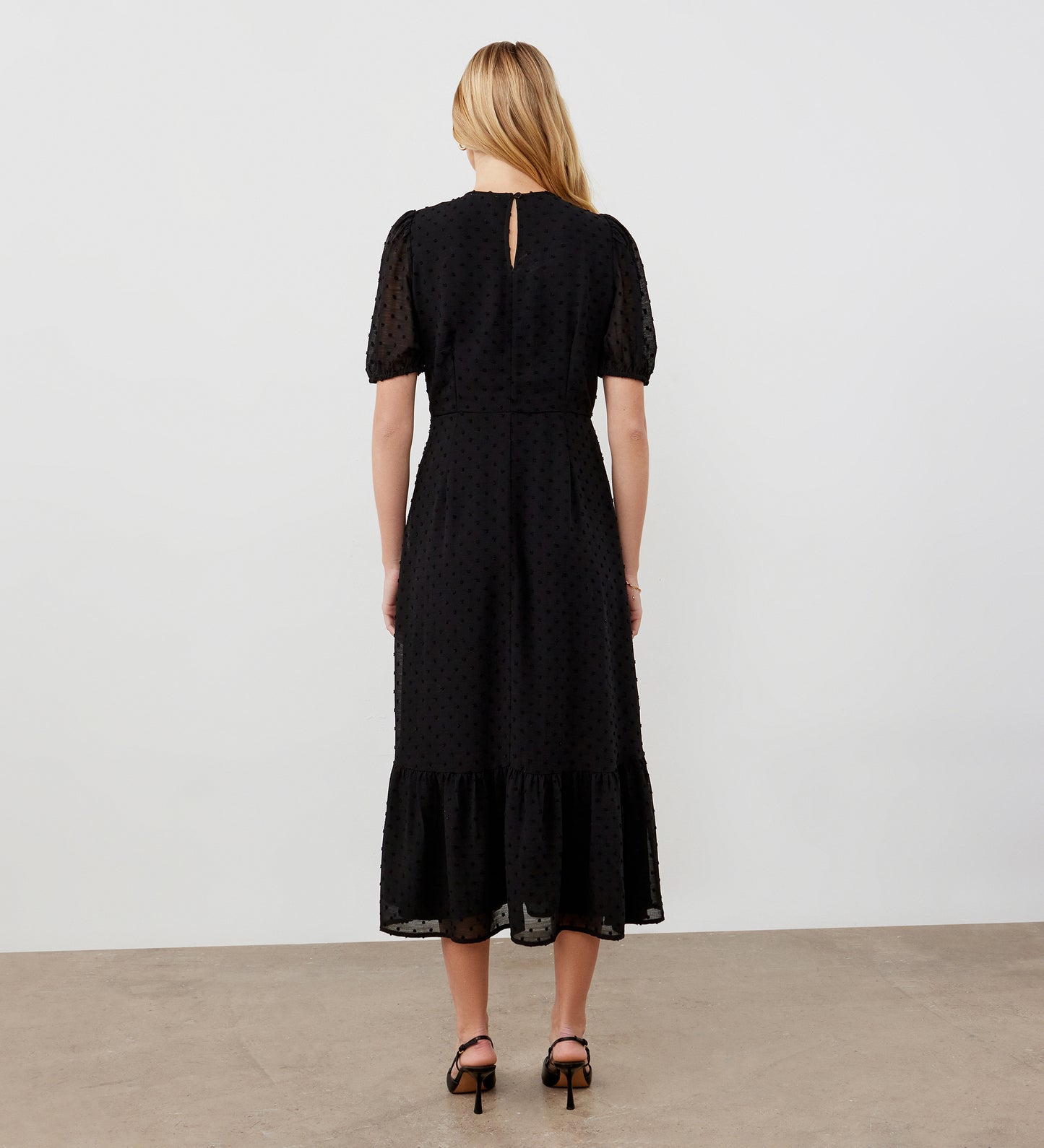 Loretta Black Georgette Midi Dress