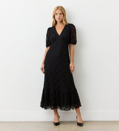 Loretta Black Lace Midi Dress