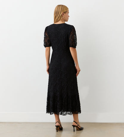 Loretta Black Lace Midi Dress