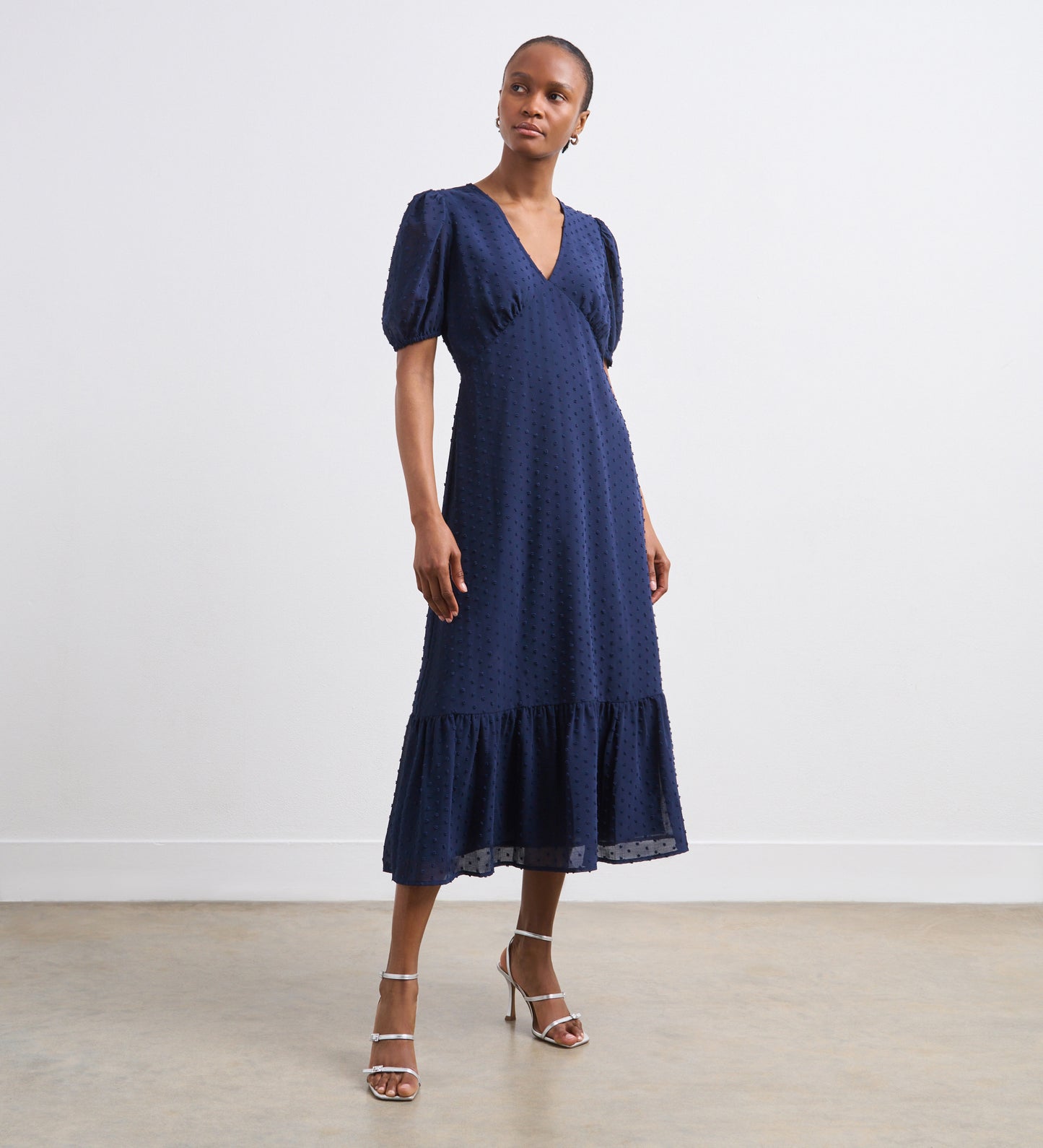 Loretta Navy Georgette Midi Dress