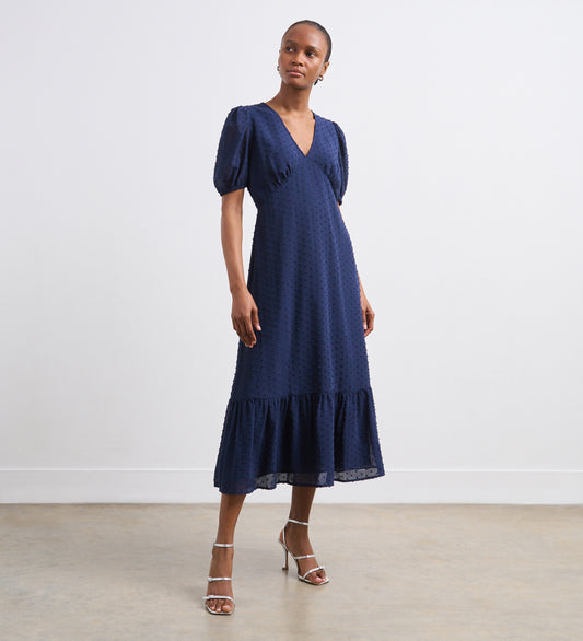 Loretta Navy Georgette Midi Dress