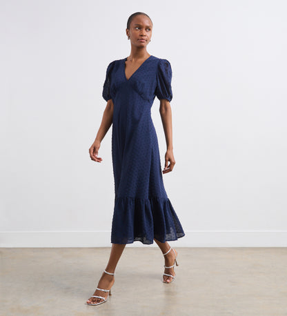 Loretta Navy Georgette Midi Dress