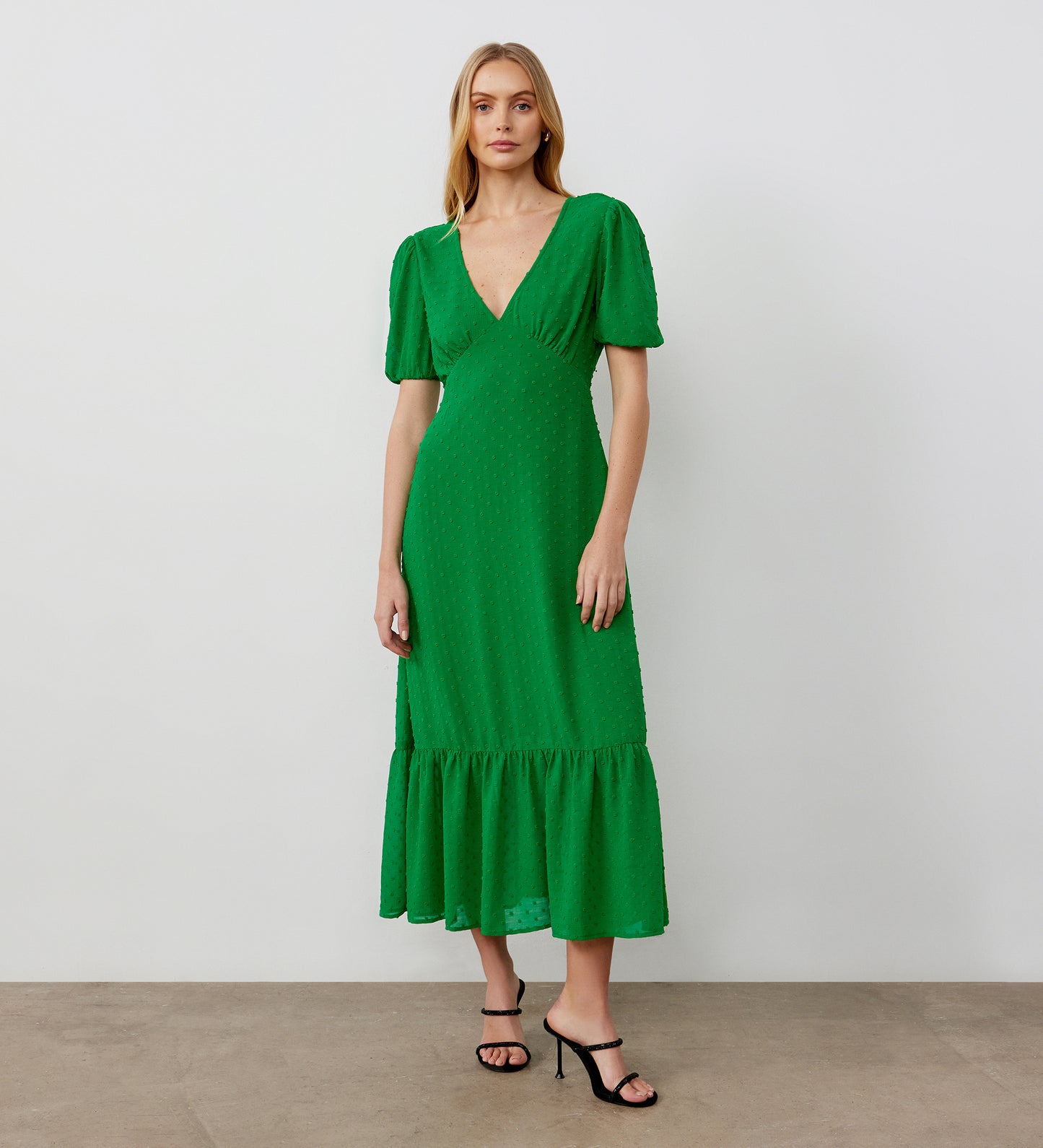 Loretta Green Georgette Midi Dress