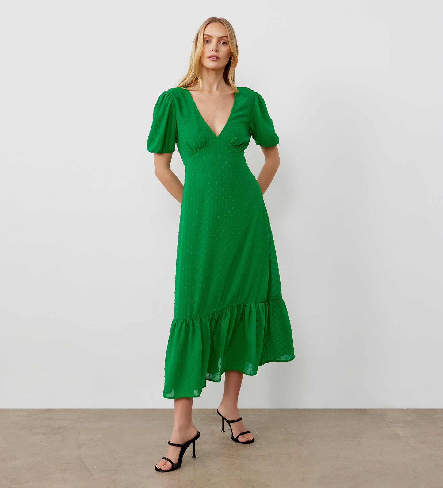 Loretta Green Georgette Midi Dress