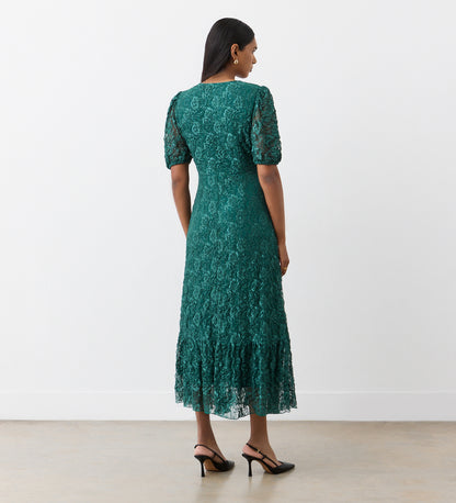 Loretta Green Lace Midi Dress