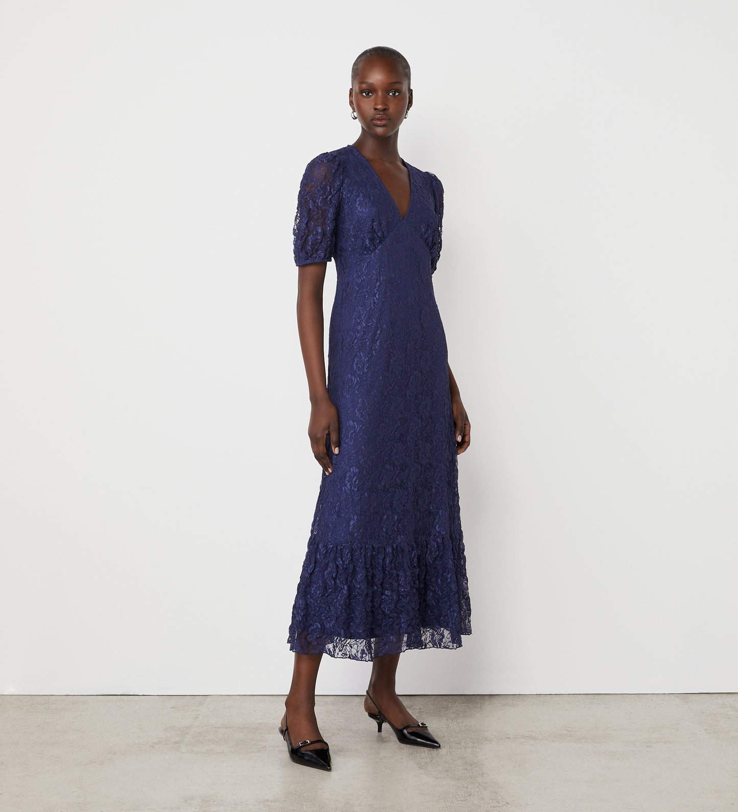 Loretta Navy Lace Midi Dress