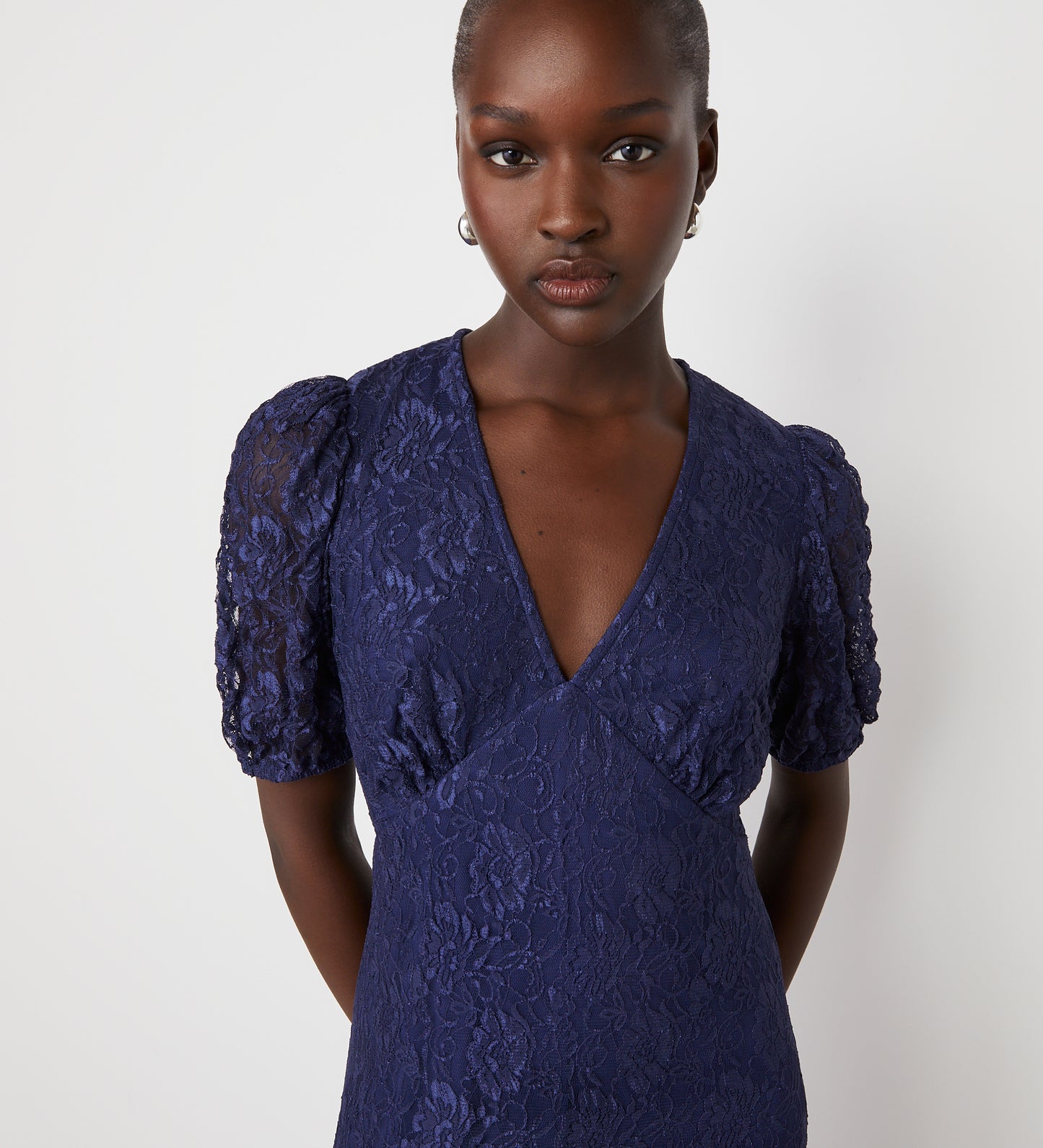 Loretta Navy Lace Midi Dress