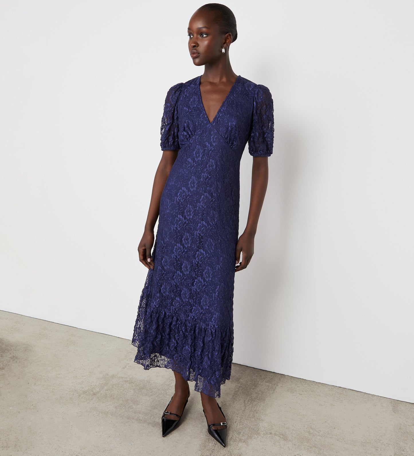 Loretta Navy Lace Midi Dress