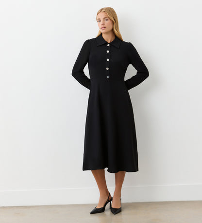 Lucia Black Midi Shirt Dress