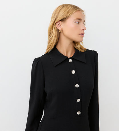 Lucia Black Midi Shirt Dress