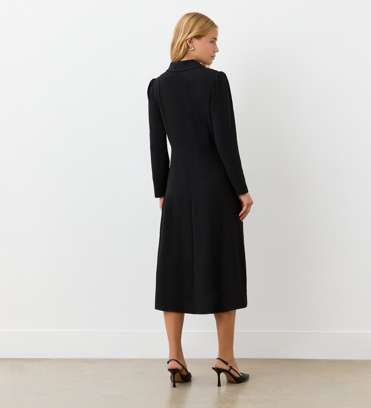 Lucia Black Midi Shirt Dress