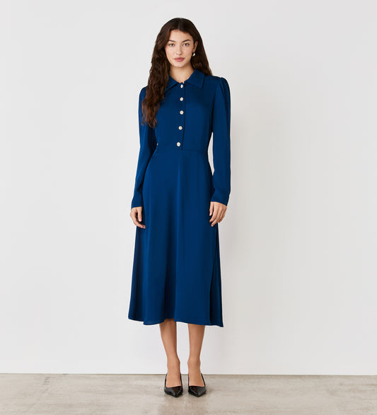 Lucia Navy Crepe Midi Dress