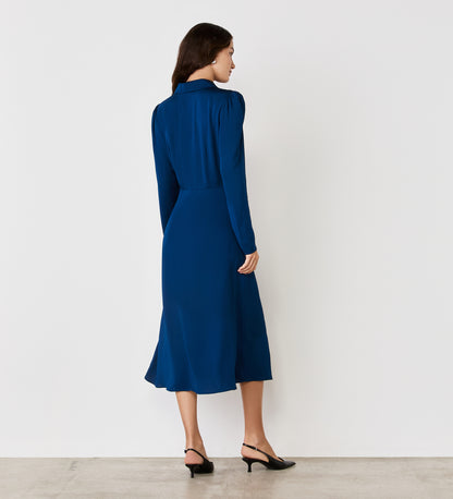 Lucia Navy Blue Crepe Midi Dress