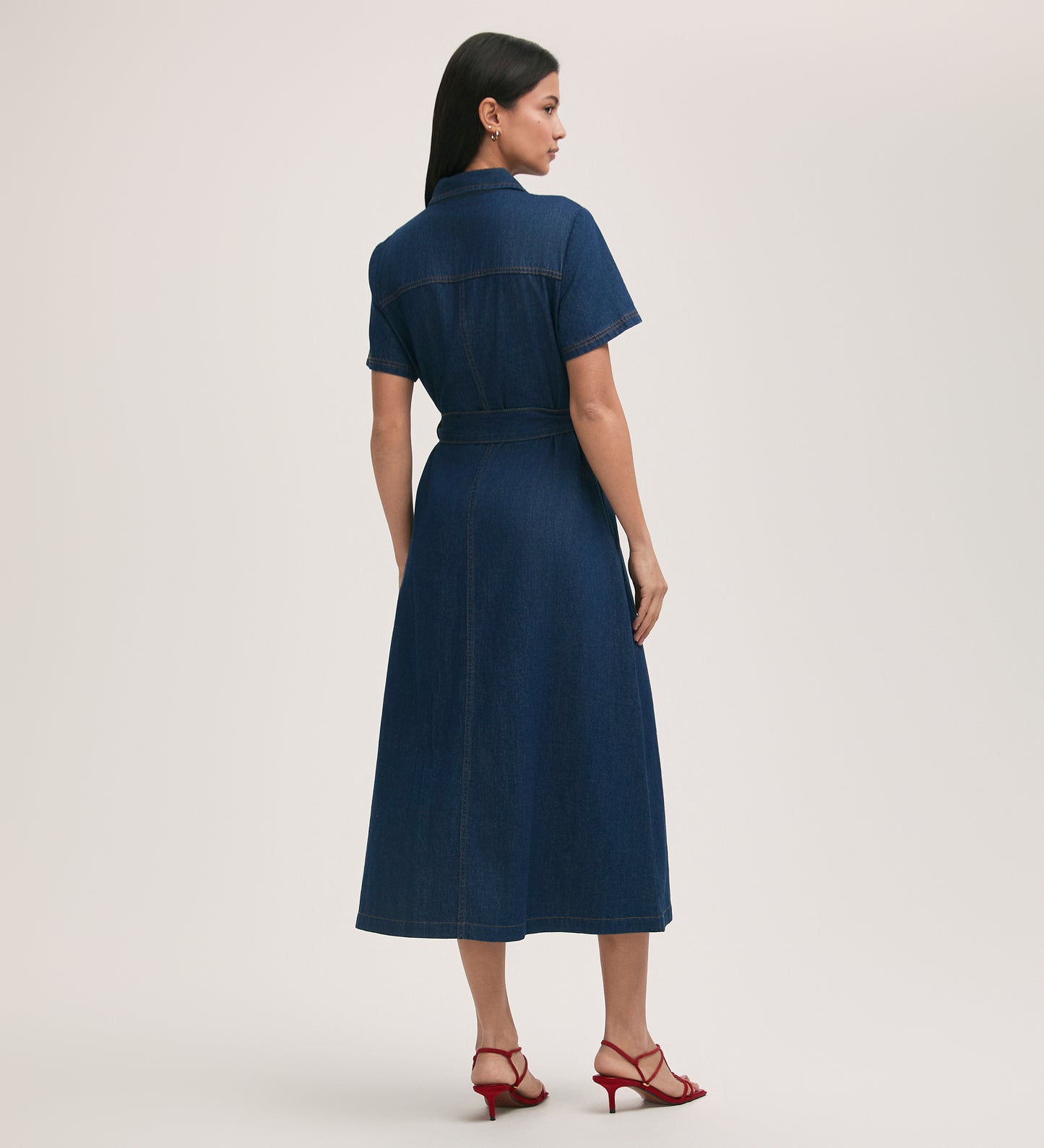 Lily Mid Wash Denim Midi Dress