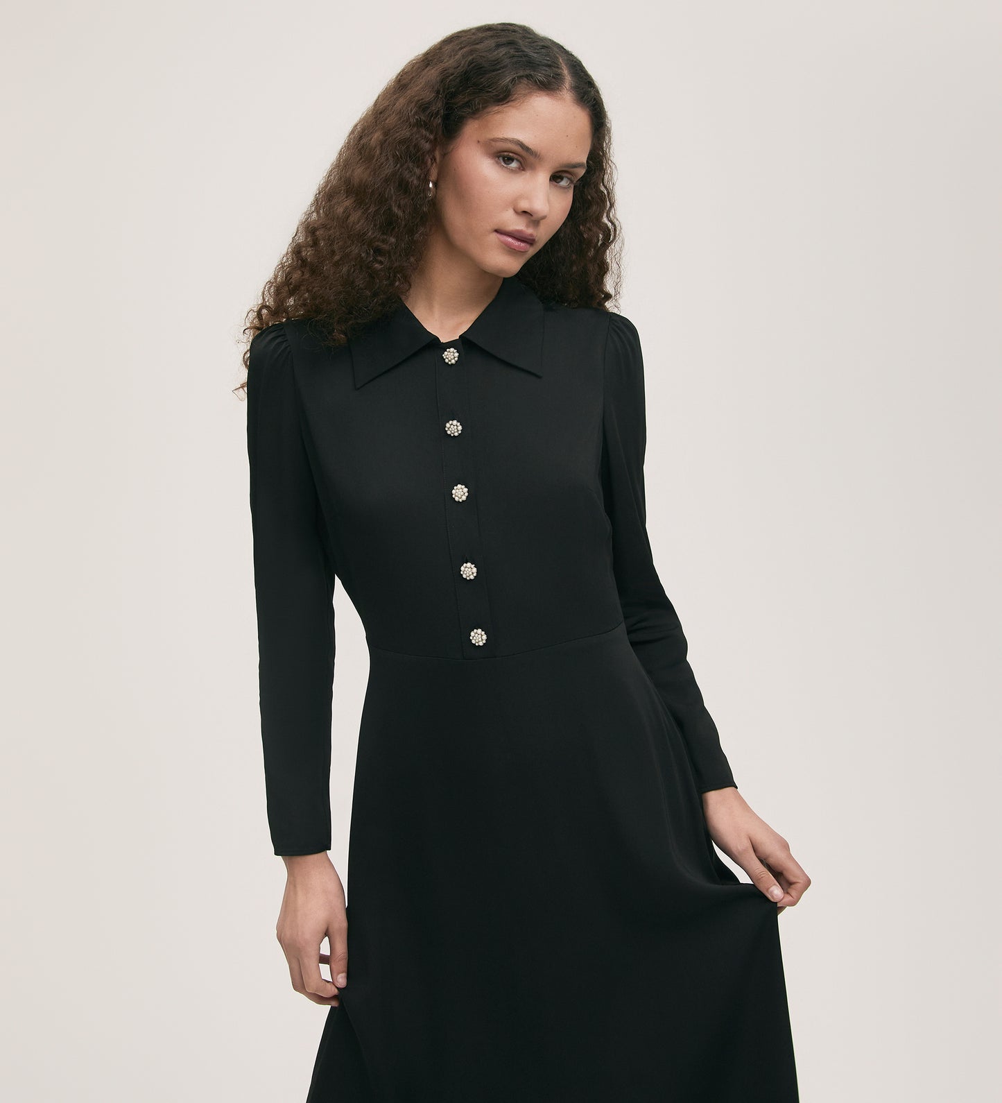 Lucia Black Crepe Midi Dress