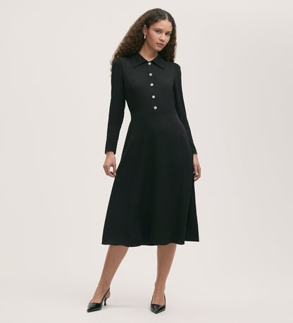 Lucia Black Crepe Midi Dress