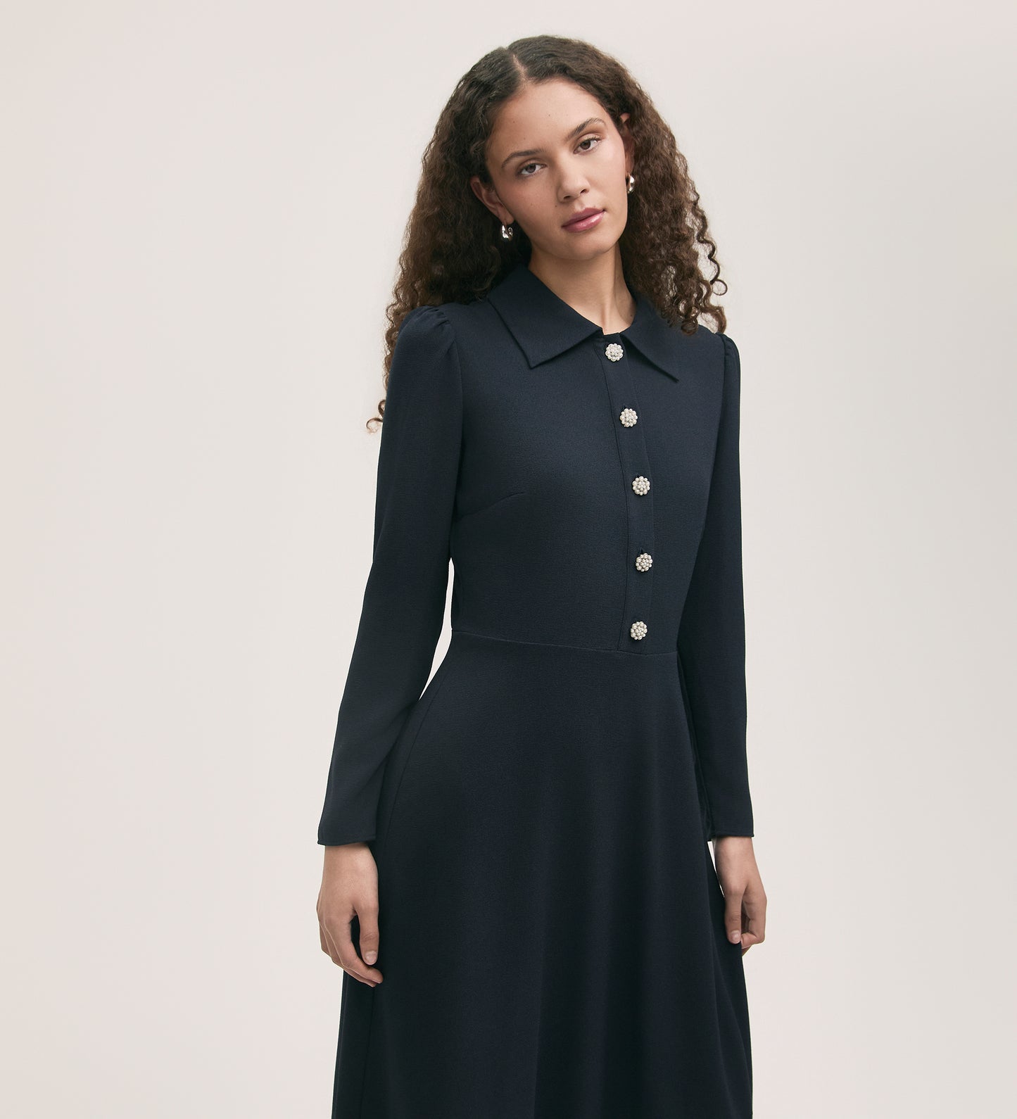 Lucia Navy Crepe Midi Dress