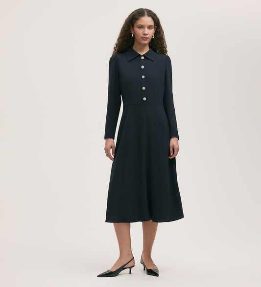 Lucia Navy Crepe Midi Dress