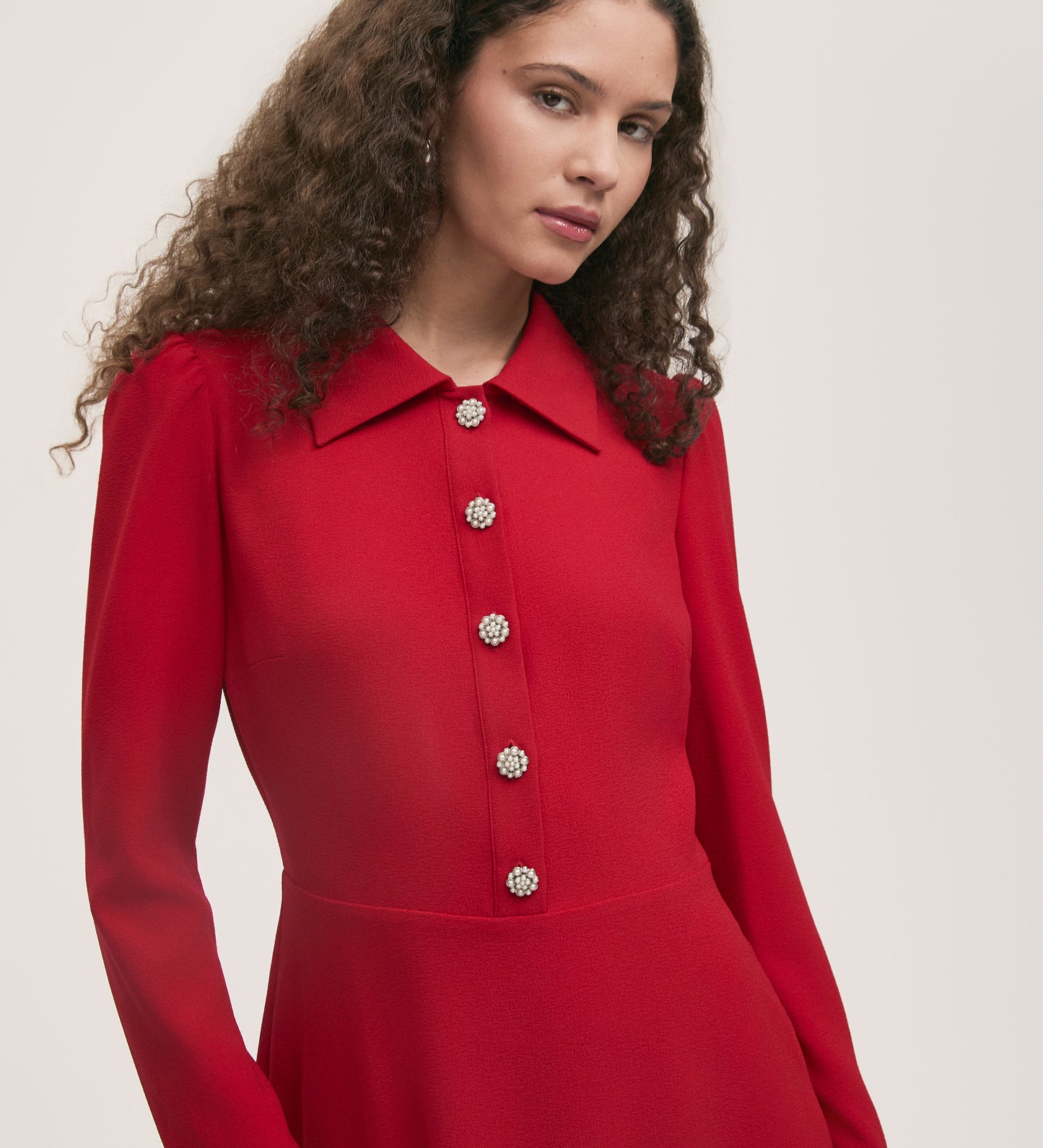 Lucia Red Crepe Midi Dress