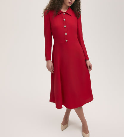 Lucia Red Crepe Midi Dress