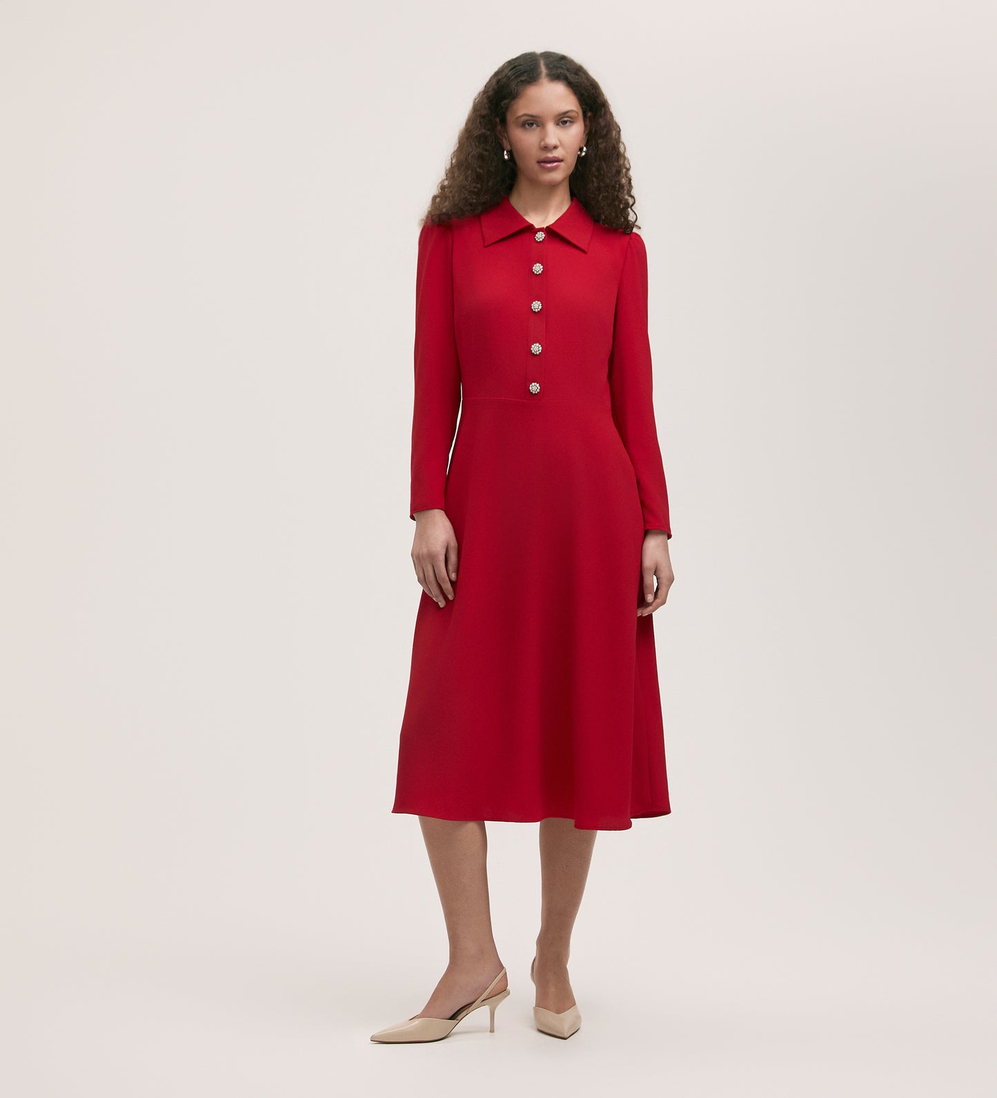 Lucia Red Crepe Midi Dress