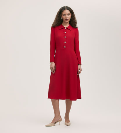 Lucia Red Crepe Midi Dress