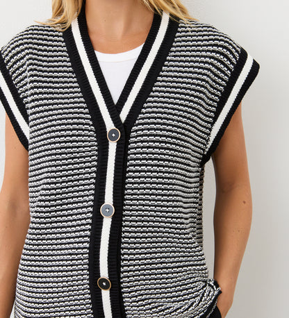 Maree Black Sleeveless Cardigan