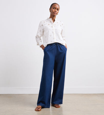 Dixie Mid Wash Denim Wide Leg Trousers