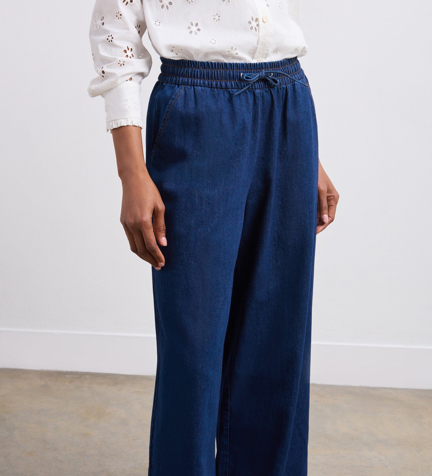 Dixie Mid Wash Denim Wide Leg Trousers