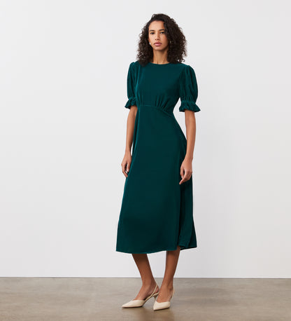 Mela Green Velvet Midi Tea Dress