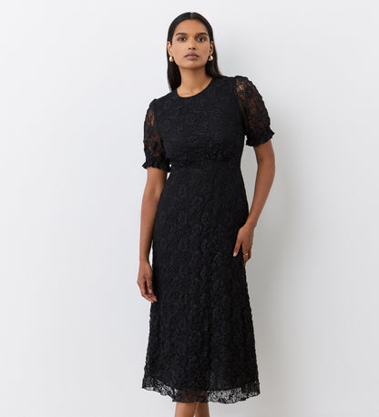 Mela Black Lace Midi Dress