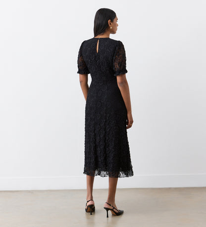 Mela Black Lace Midi Dress